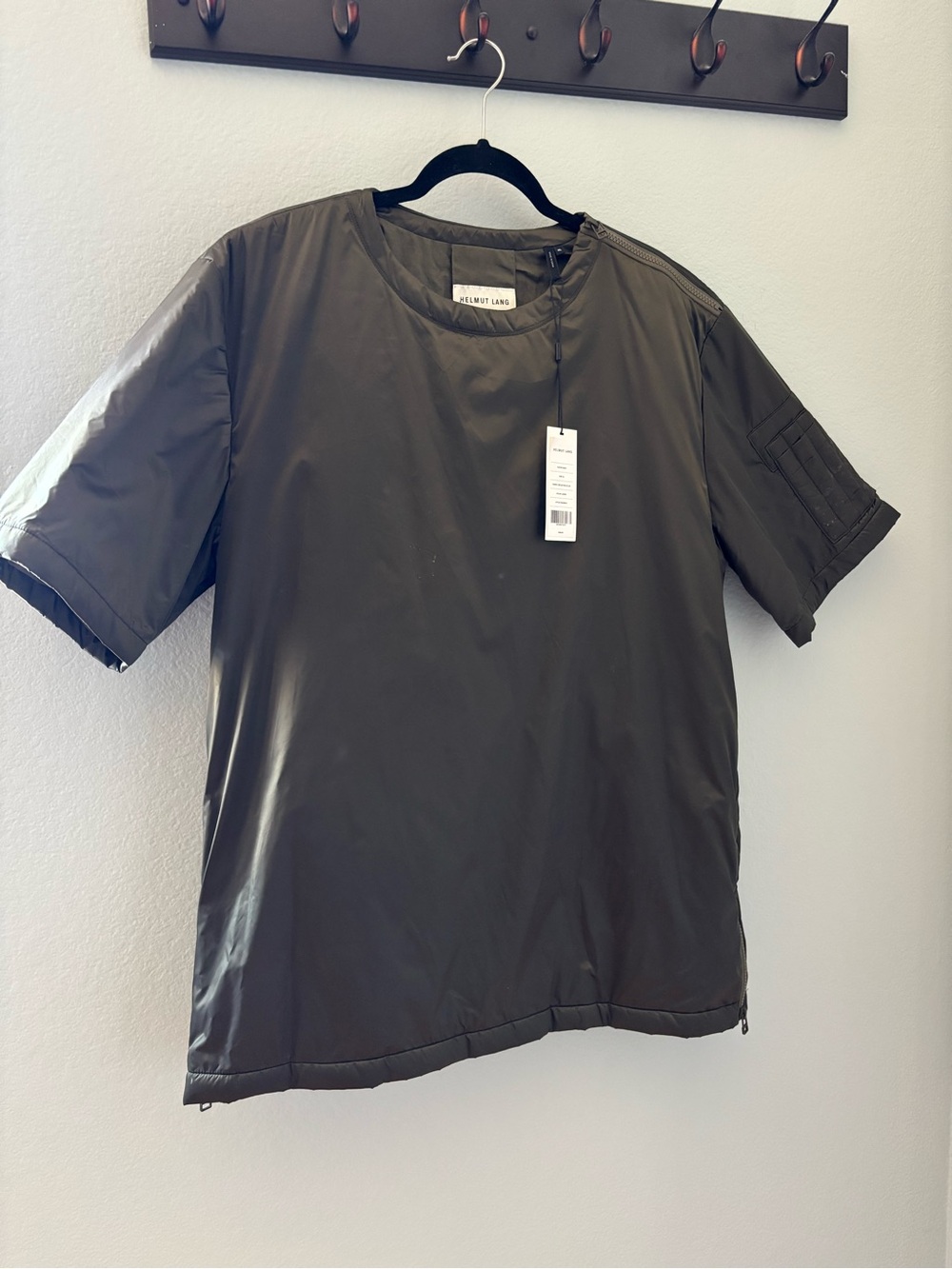 Helmut Lang olive green puffer shirt in XL